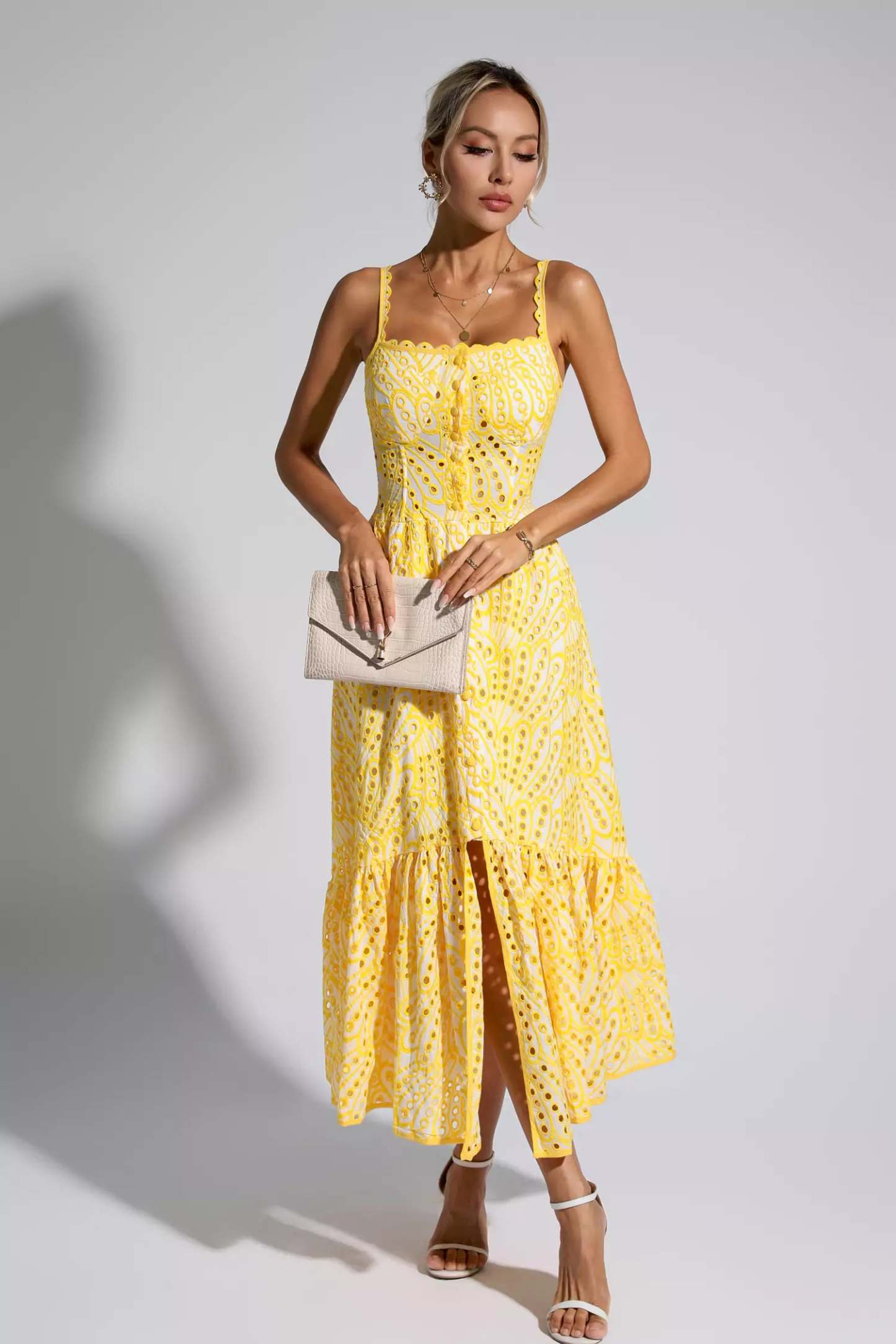 Reade Yellow Printed Maxi Dress