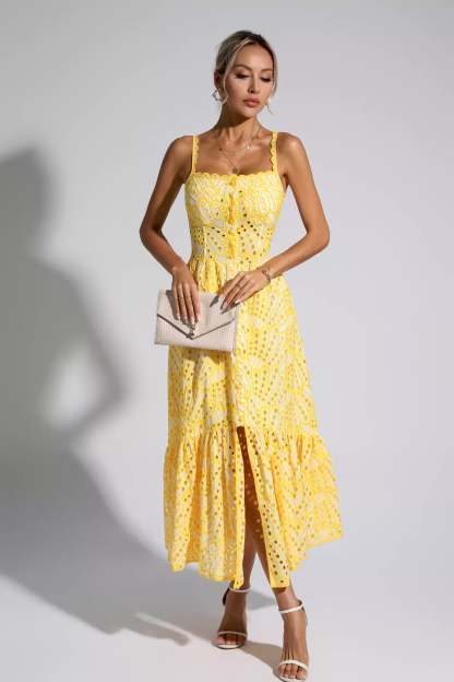 Reade Yellow Printed Maxi Dress