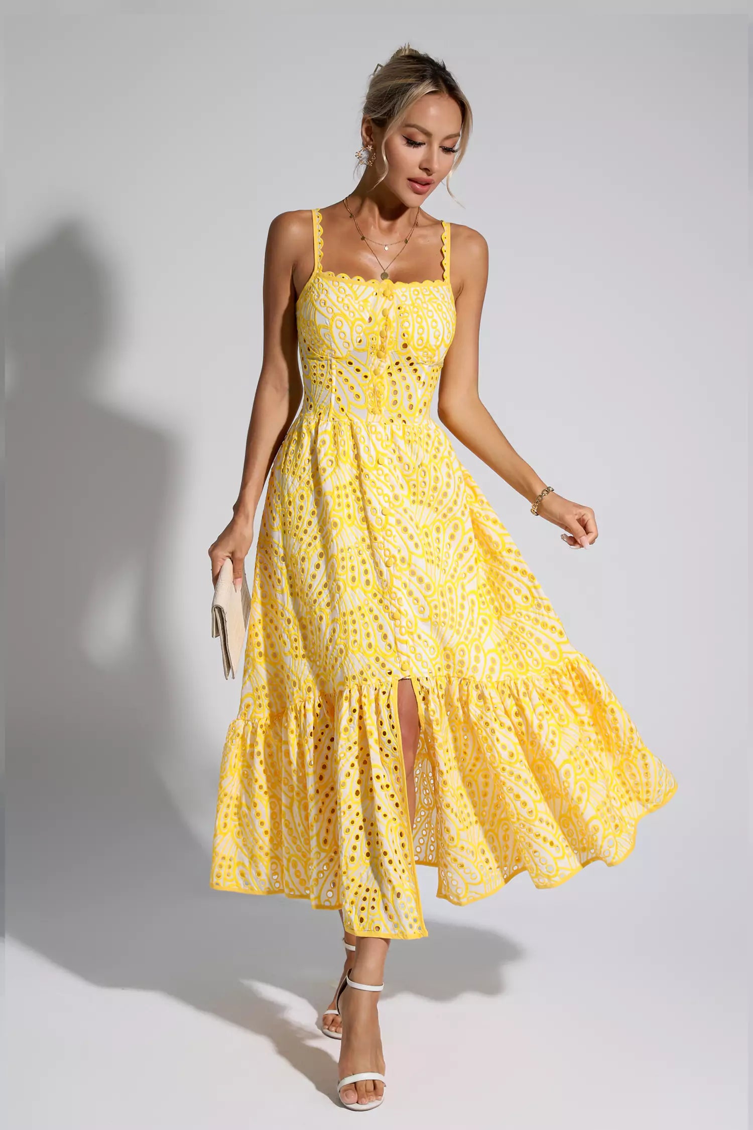 Reade Yellow Printed Maxi Dress