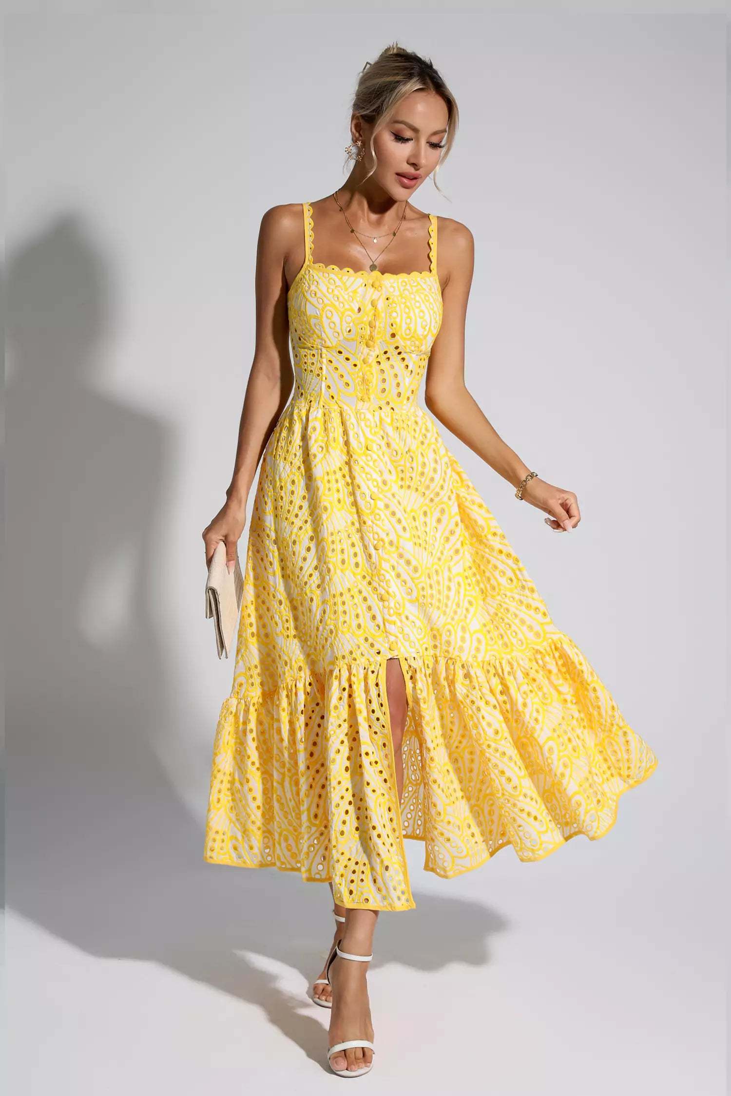 Reade Yellow Printed Maxi Dress