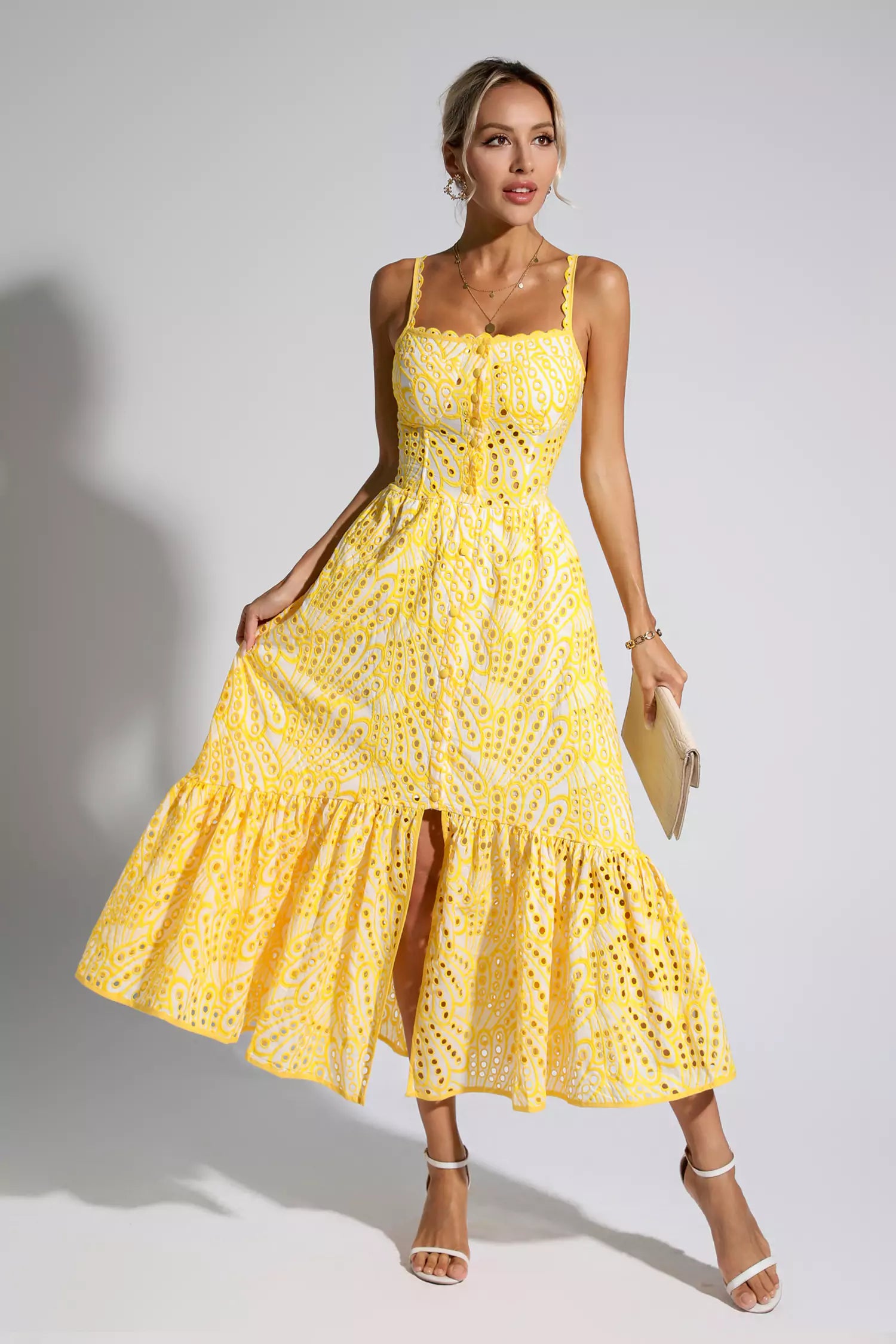 Reade Yellow Printed Maxi Dress