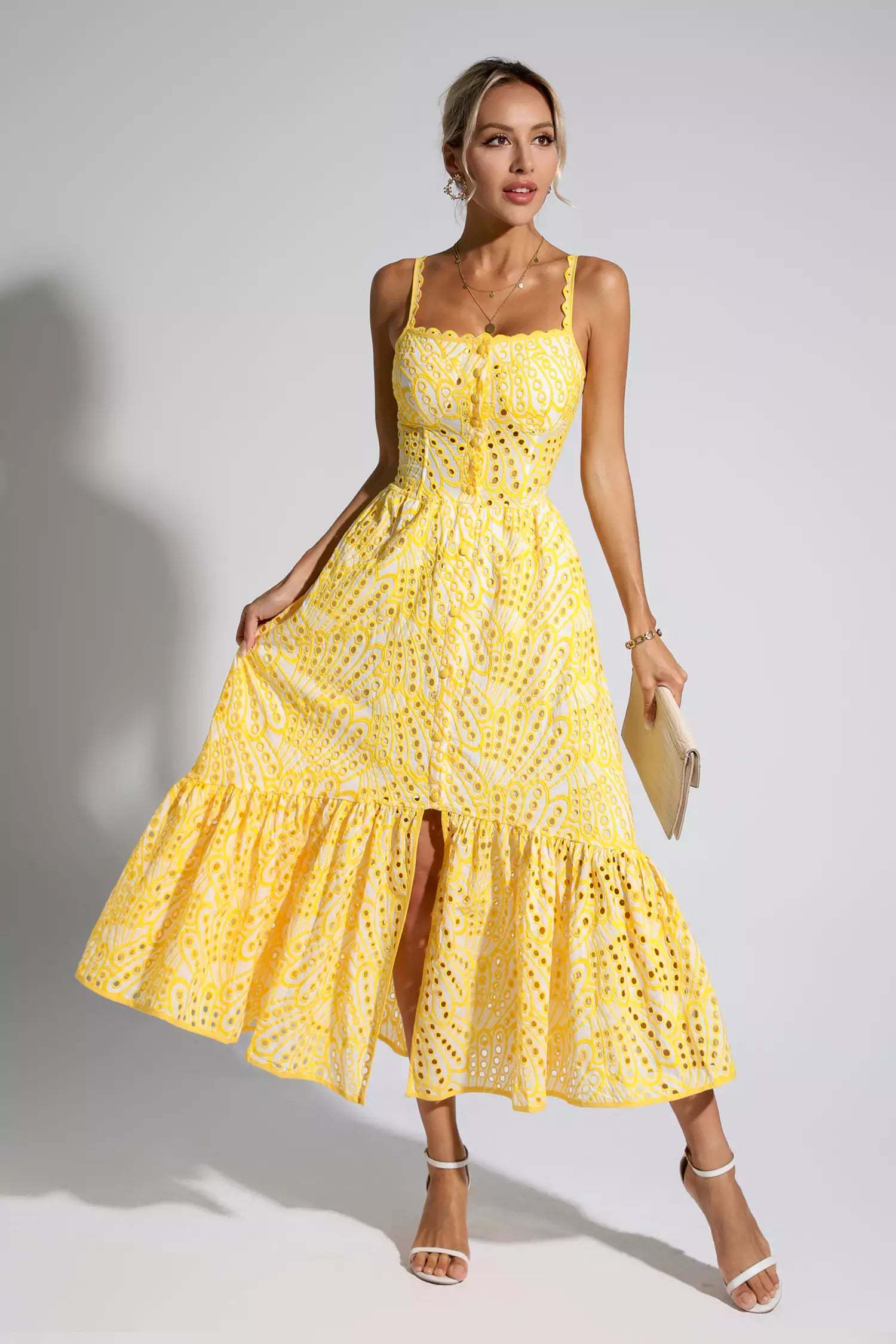 Reade Yellow Printed Maxi Dress