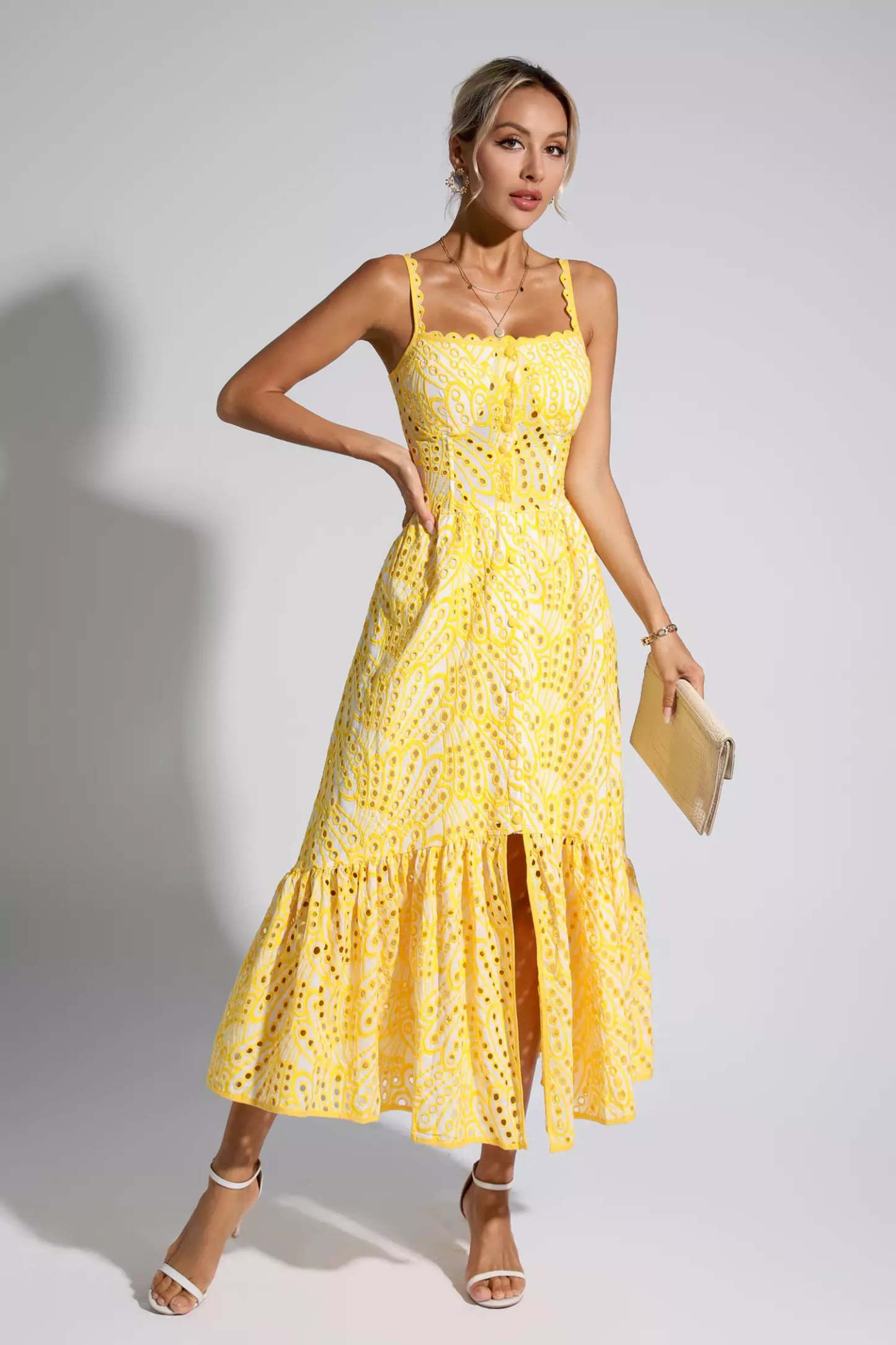 Reade Yellow Printed Maxi Dress