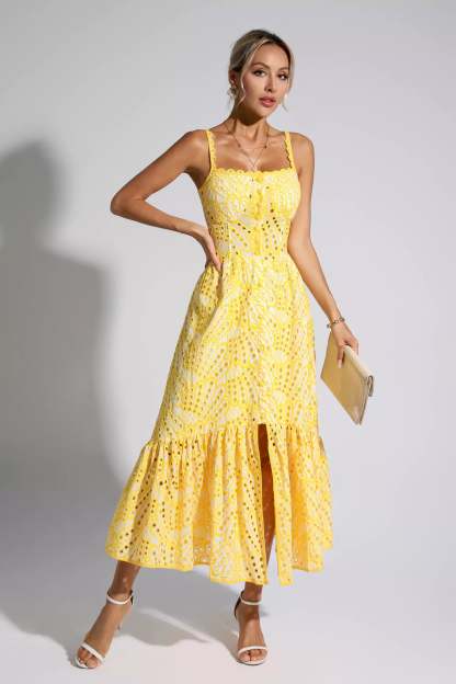 Reade Yellow Printed Maxi Dress