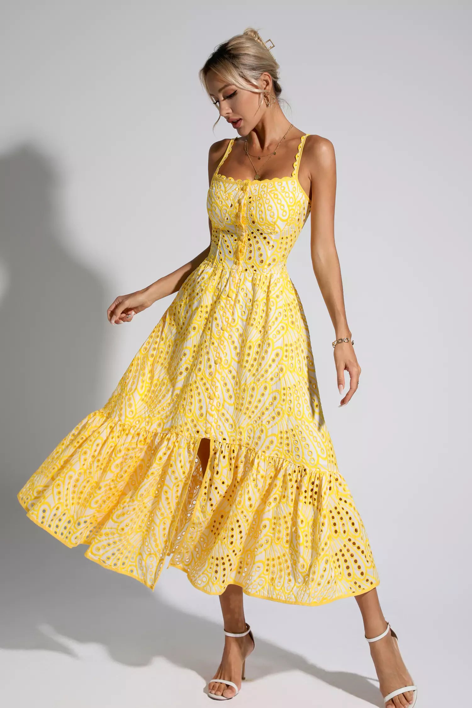 Reade Yellow Printed Maxi Dress