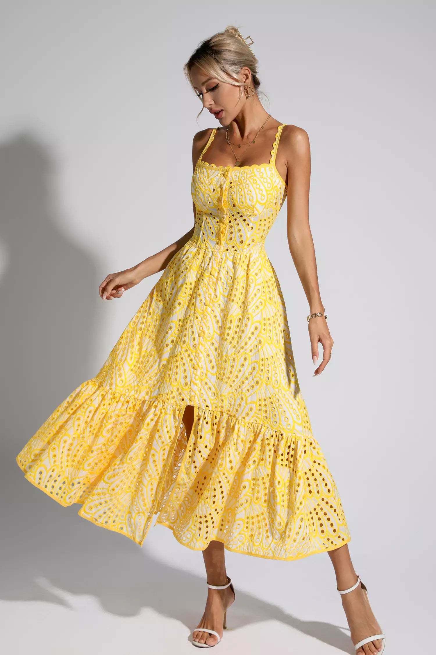 Reade Yellow Printed Maxi Dress