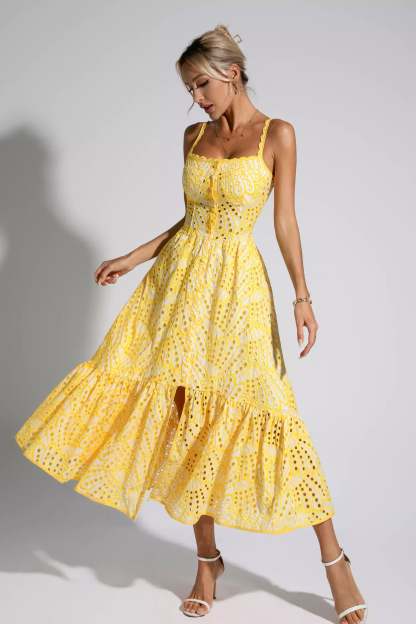 Reade Yellow Printed Maxi Dress