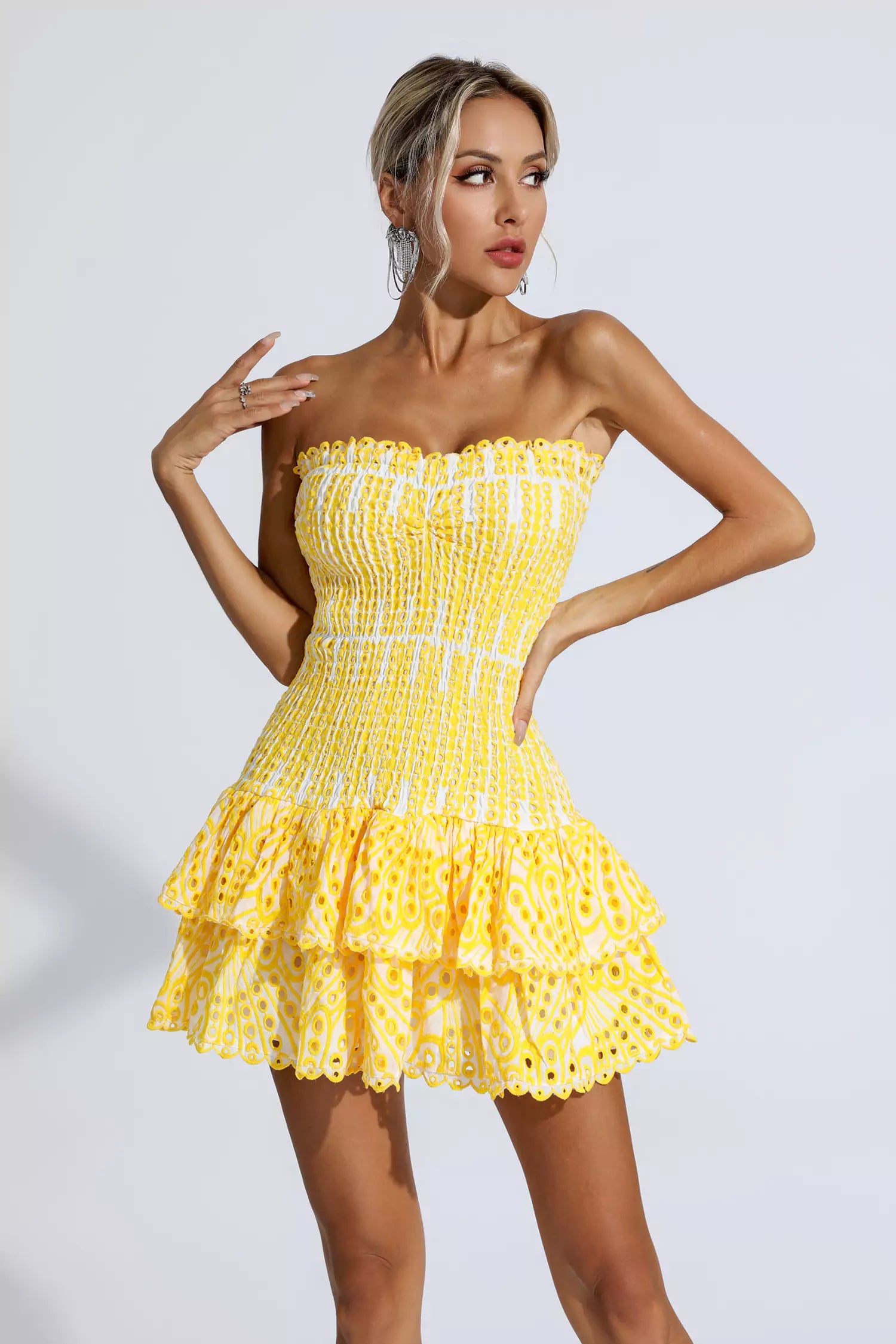 Milo Yellow Ruffle Mini Dress