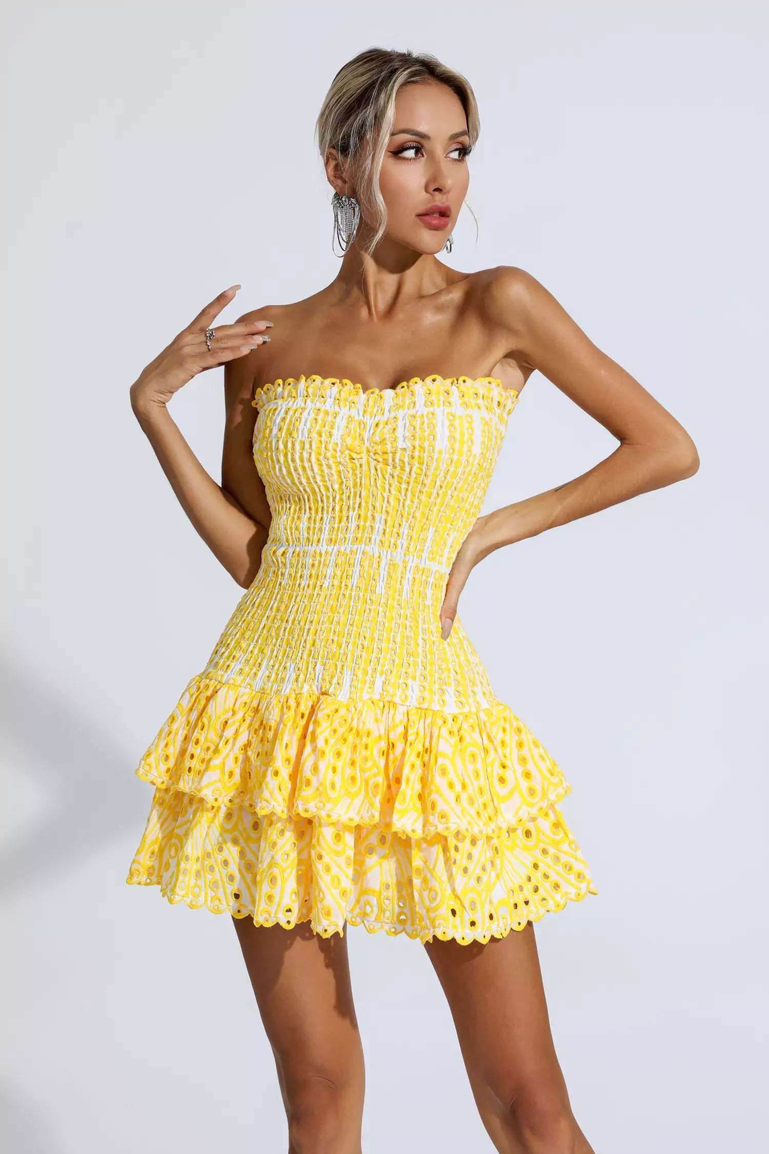 Milo Yellow Ruffle Mini Dress