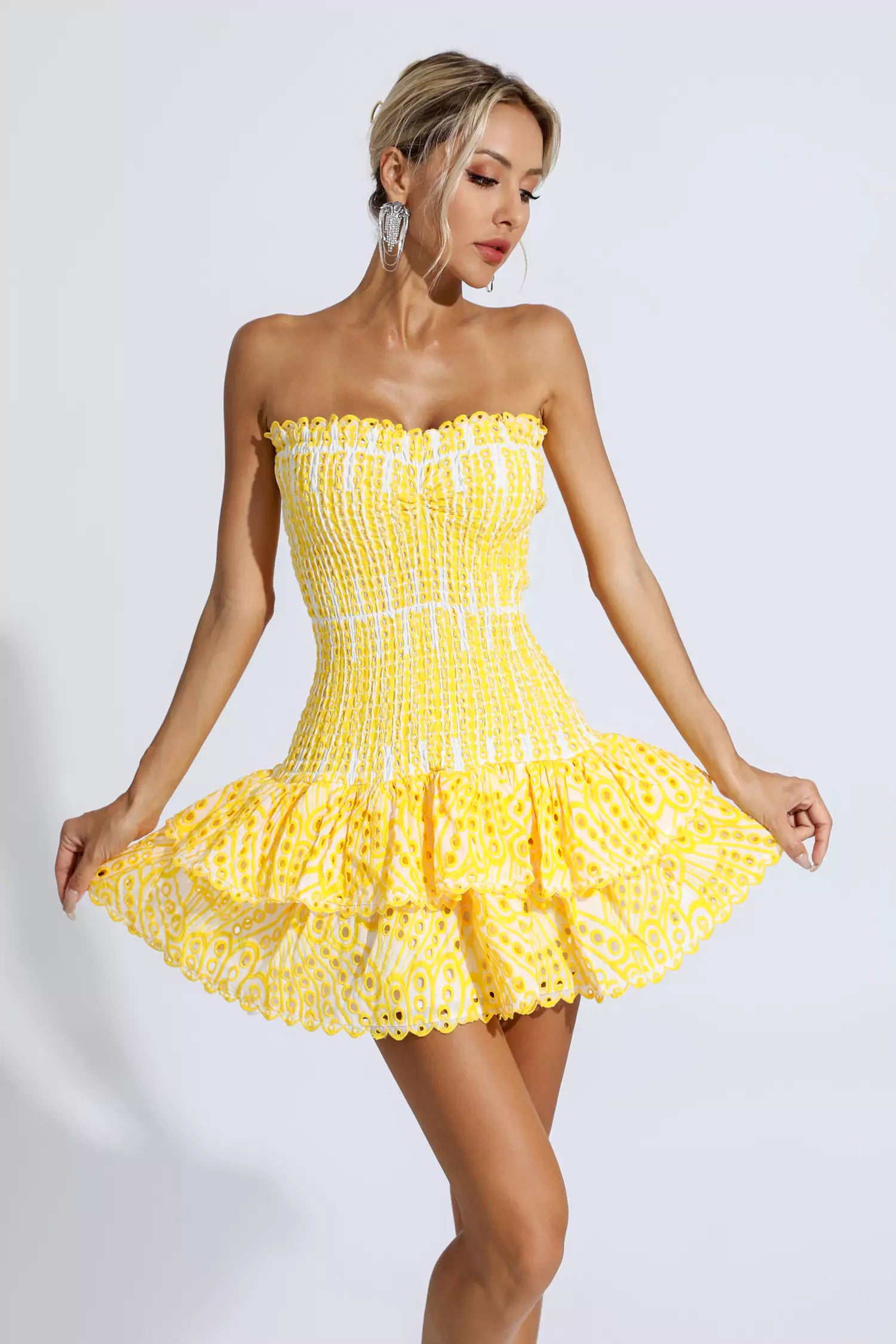 Milo Yellow Ruffle Mini Dress