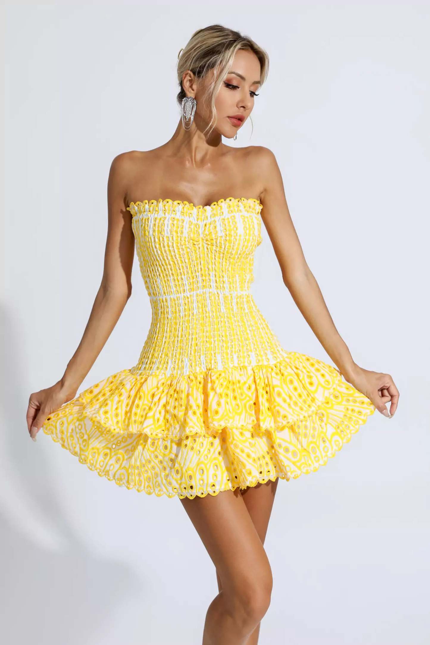 Milo Yellow Ruffle Mini Dress
