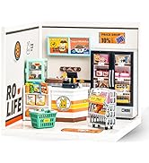 Rolife Plastic House Building Set Toy DIY Miniature Dollhouse Playset with LED for Mini Figures C...