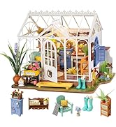 Rolife DIY Miniature Dollhouse Kit, Build 9.6" Greenhouse Diorama Kit Building Set with LED Room ...