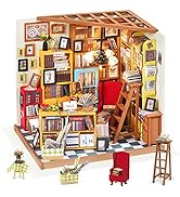 Rolife DIY Miniature Dollhouse Kit Bookstore Room Making Kit Mini Library Diorama Kit Wooden Mode...