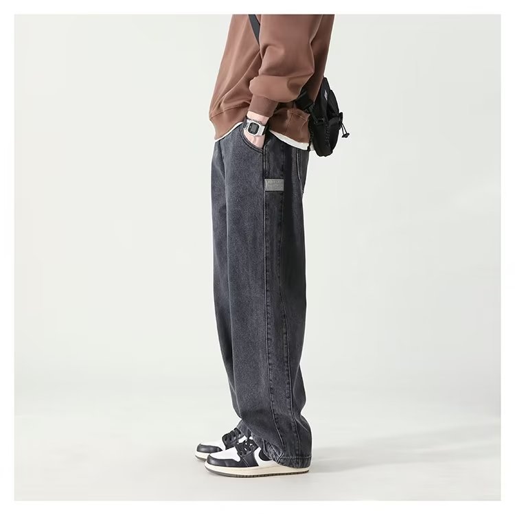 潮牌日系復古直筒牛仔高街闊腿褲裝