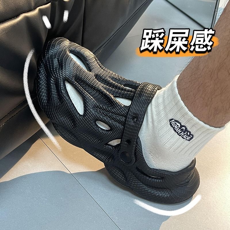 外穿透氣防滑厚底開車帶後跟沙灘拖鞋洞洞鞋鞋靴-Nuostyle