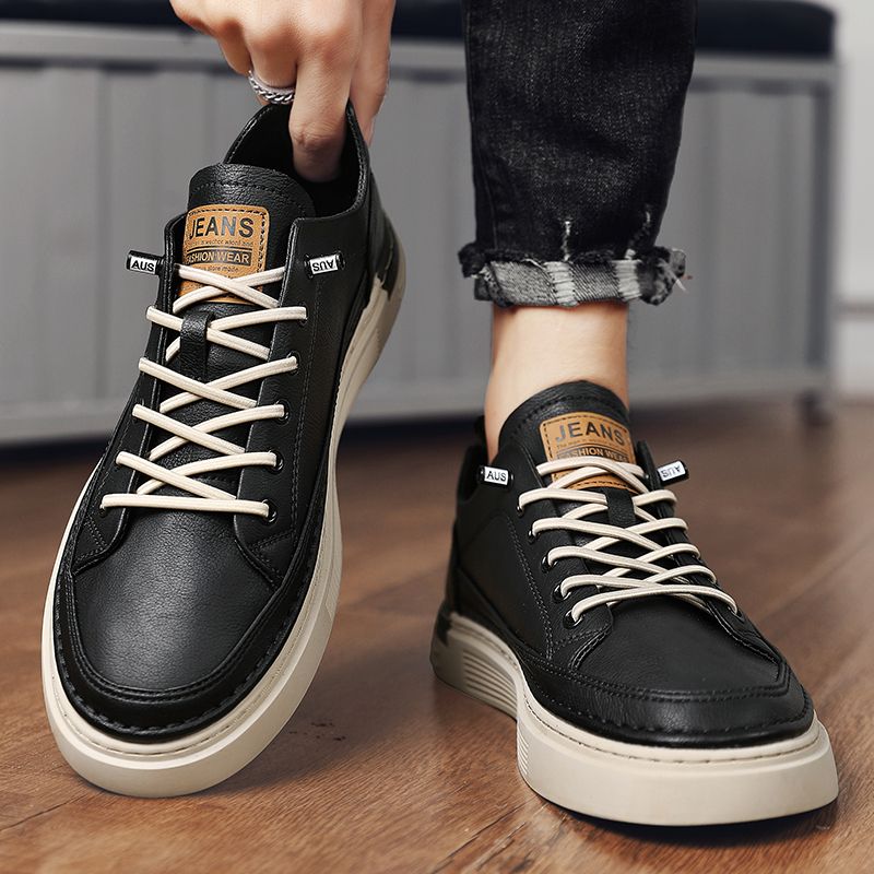 運動休閒顯瘦平板棕色百搭皮面鞋鞋靴