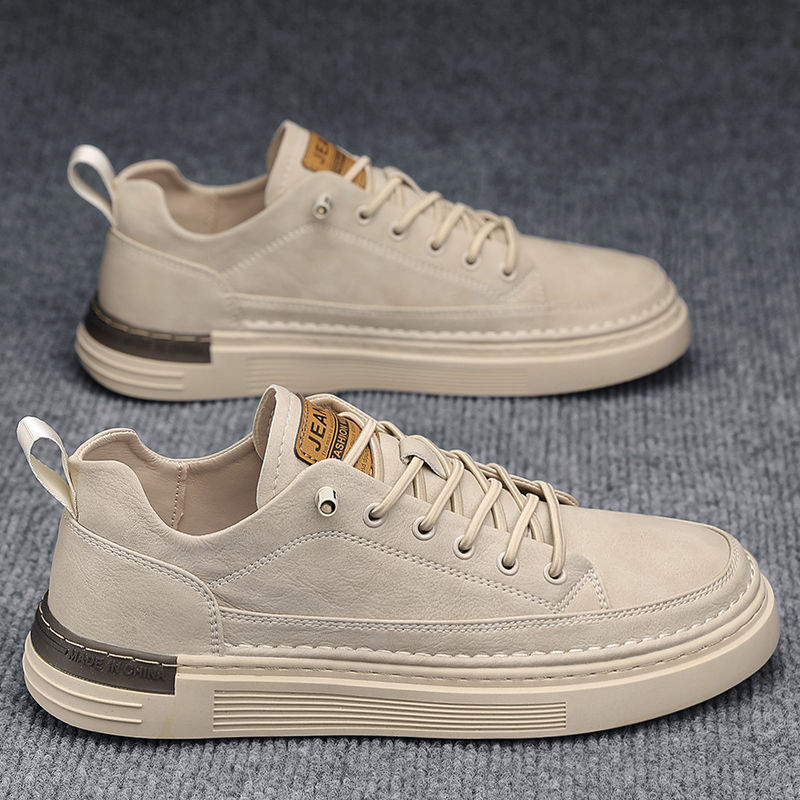 運動休閒顯瘦平板棕色百搭皮面鞋鞋靴