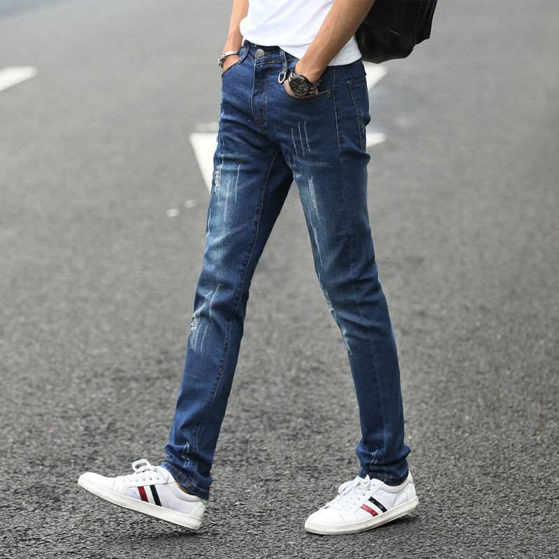 彈力修身小腳潮流百搭直筒休閒牛仔褲褲裝