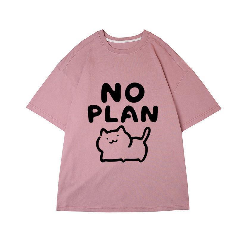 【單件/套裝】貓咪卡通印花ins短袖T恤+系帶運動短褲兩件套套裝