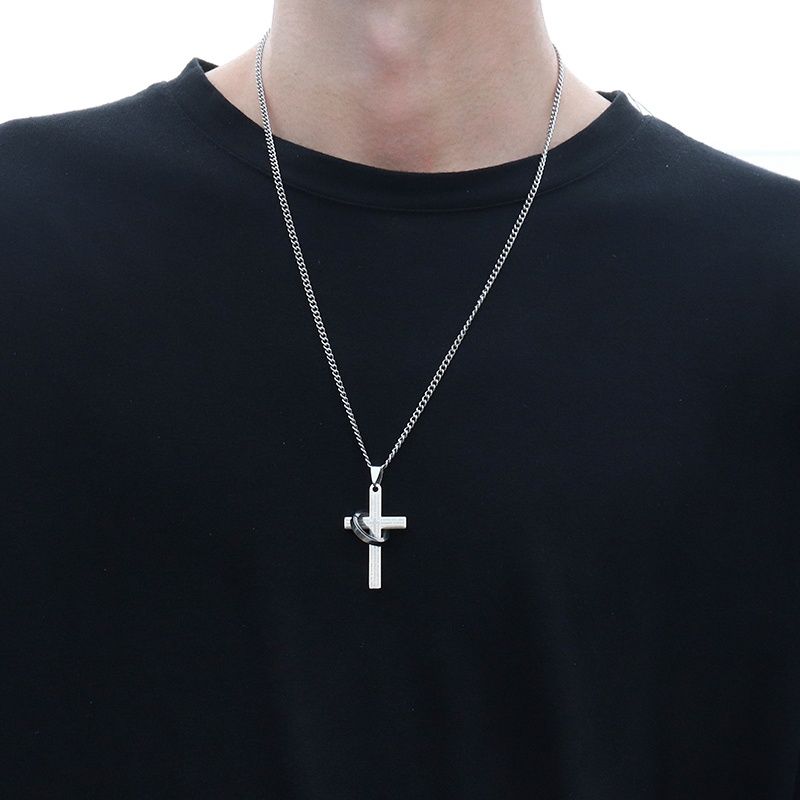 十字架街頭嘻哈鈦鋼韓版個性鏈子吊墜簡約冷淡風配飾項鍊小物首飾