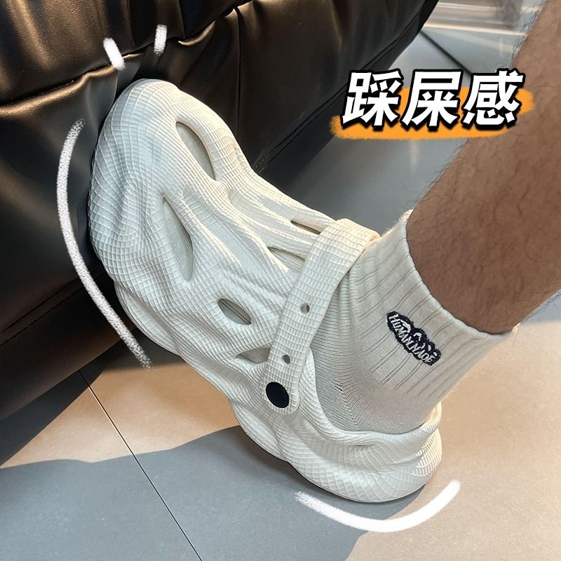 外穿透氣防滑厚底開車帶後跟沙灘拖鞋洞洞鞋鞋靴-Nuostyle