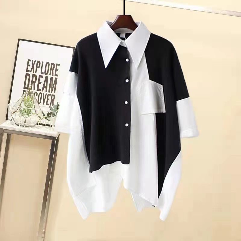 【整套/單件】韓版寬鬆設計感拼接襯衫 帥氣工裝褲兩件套裝