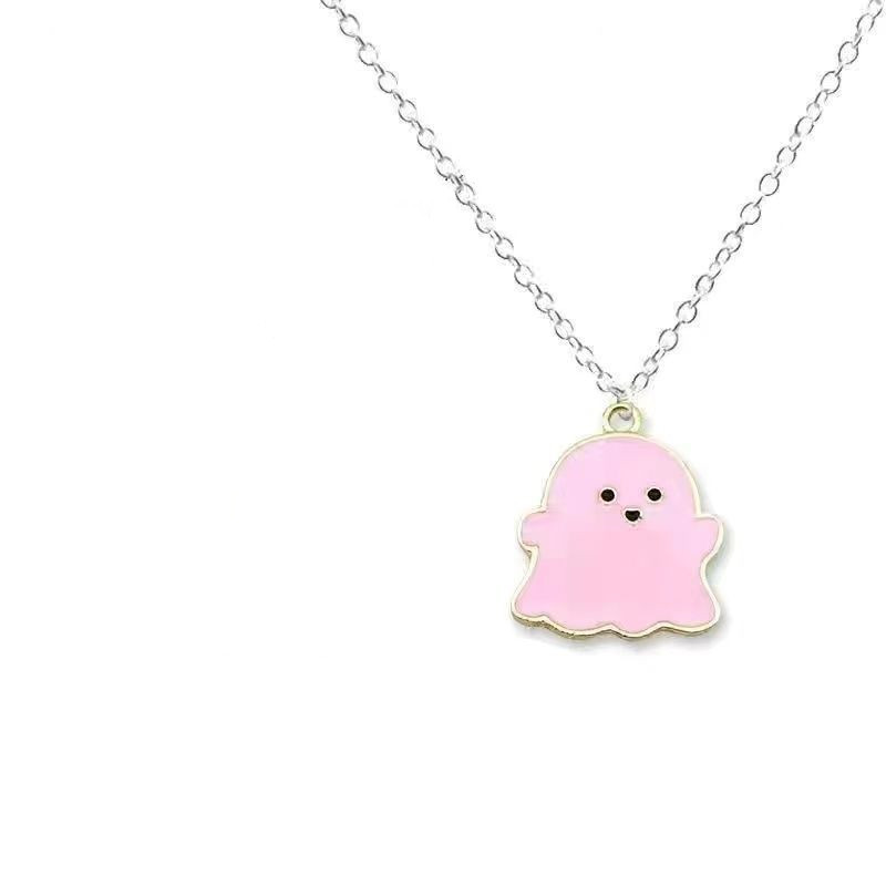 黑白幽靈情侶甜酷百搭掛脖甜美吊墜項鍊-Nuostyle