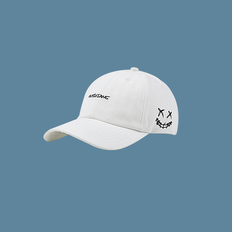 笑臉字母刺繡復古戶外運動出行防曬遮陽情侶鴨舌帽棒球帽小物帽子