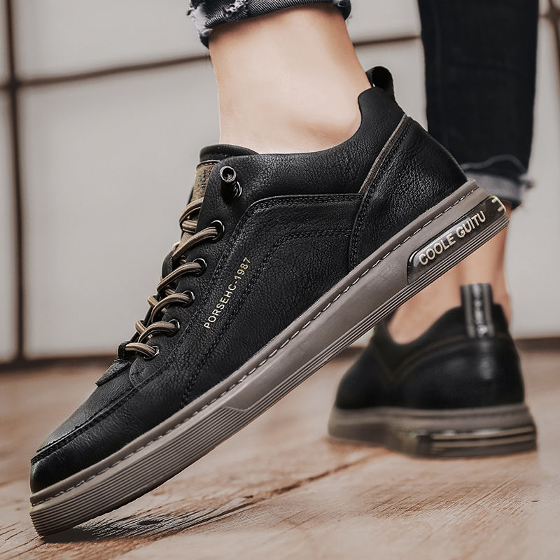 運動休閒顯瘦平板棕色百搭皮面鞋鞋靴