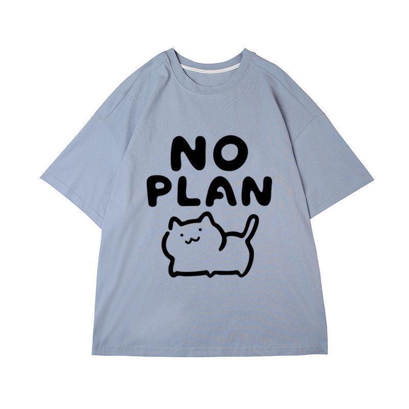 【單件/套裝】貓咪卡通印花ins短袖T恤+系帶運動短褲兩件套套裝