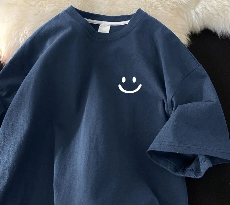 港風寬鬆百搭純色潮牌五分袖韓版T恤上衣