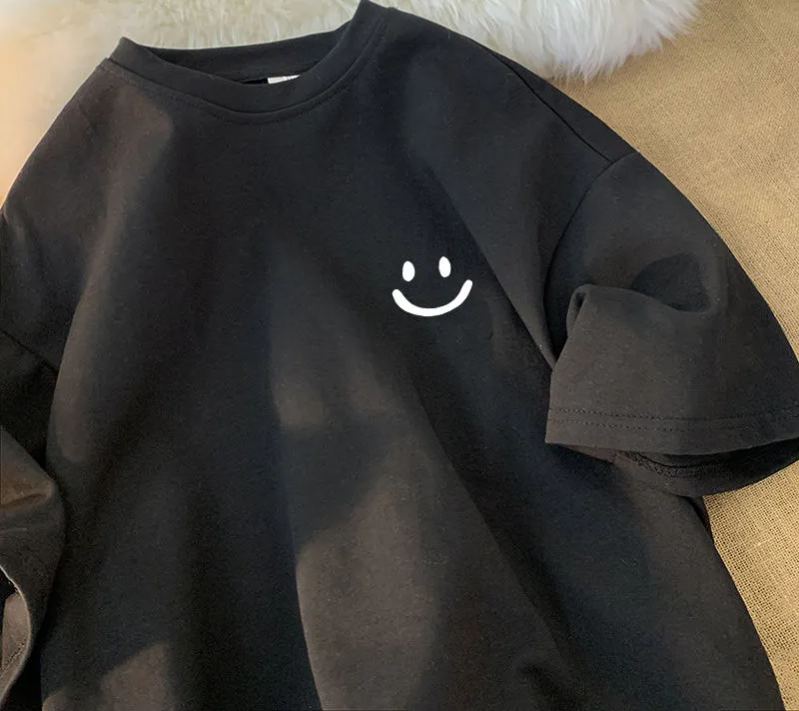 港風寬鬆百搭純色潮牌五分袖韓版T恤上衣