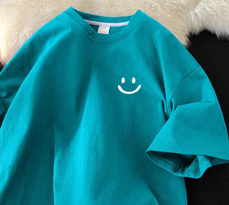 港風寬鬆百搭純色潮牌五分袖韓版T恤上衣