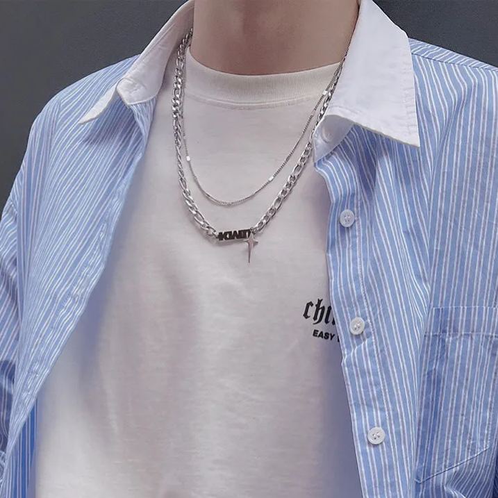 雙層疊戴四芒星古巴嘻鎖骨鏈小眾吊墜項鍊