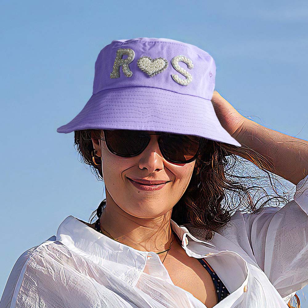 Custom Pearl Bucket Hat Personalized Letter Fashion Bucket Hat Summer Gift for Her