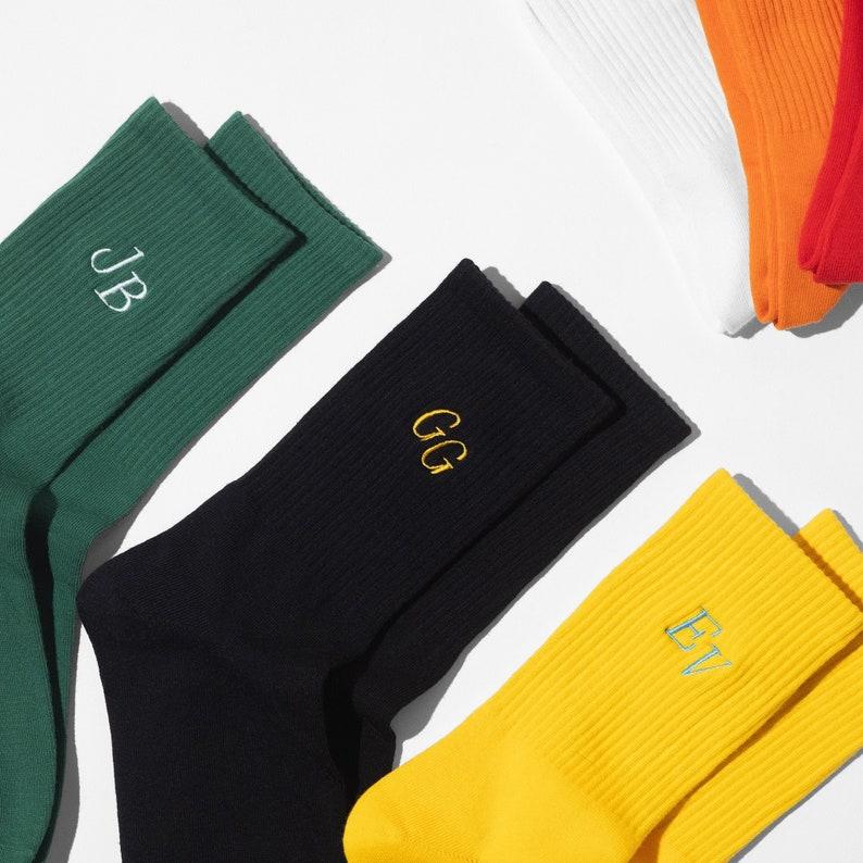 Personalized Initials Socks - Custom Embroidered Letters on Soft Cotton Crew Socks