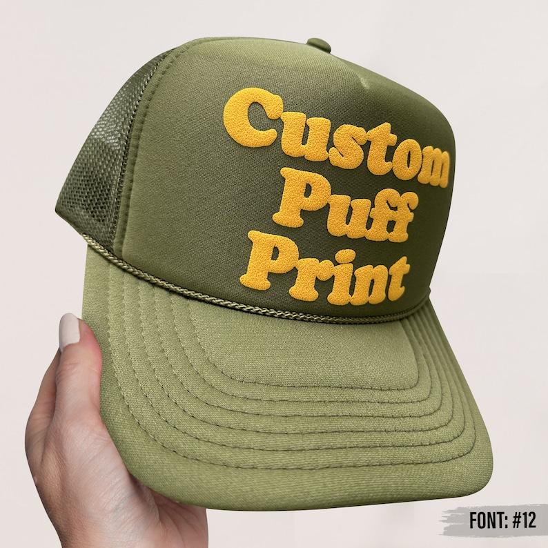 Custom PUFF Print Trucker Hat, Personalized Foam Hat, Custom Caps, 3D Puff Print, Baseball Cap, Mesh Back Trucker Hat, 5 Panel Hat