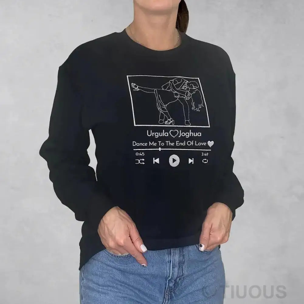 Custom Embroidered Portrait Sweatshirt With Song