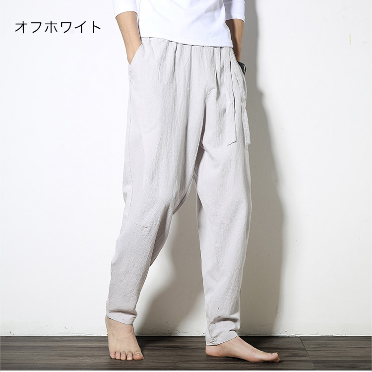 春夏新款の中国風メンズカジュアルパンツ男性用亜麻パンツ男性用コットン麻小口ハーレムパンツ