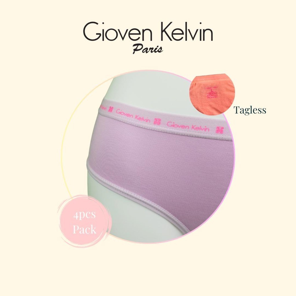 GIOVEN KELVIN Bamboo Fiber Briefs Women panties 【MINI 9515-M4】 - Size S to XXL (4 pcs, soft)