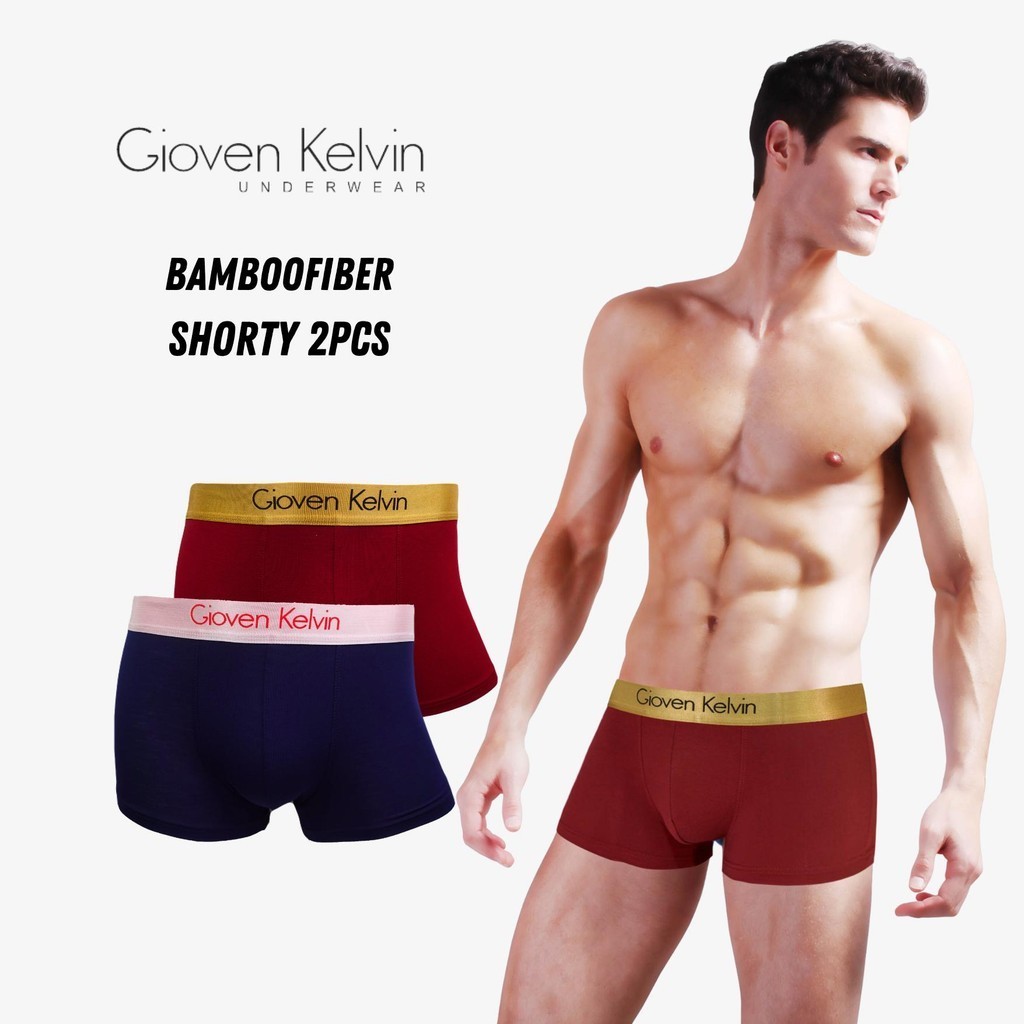 GIOVEN KELVIN MENS UNDERWEAR BAMBOOFIBER SHORTY - Size S to 2XL (2 pcs, Antibacterial)