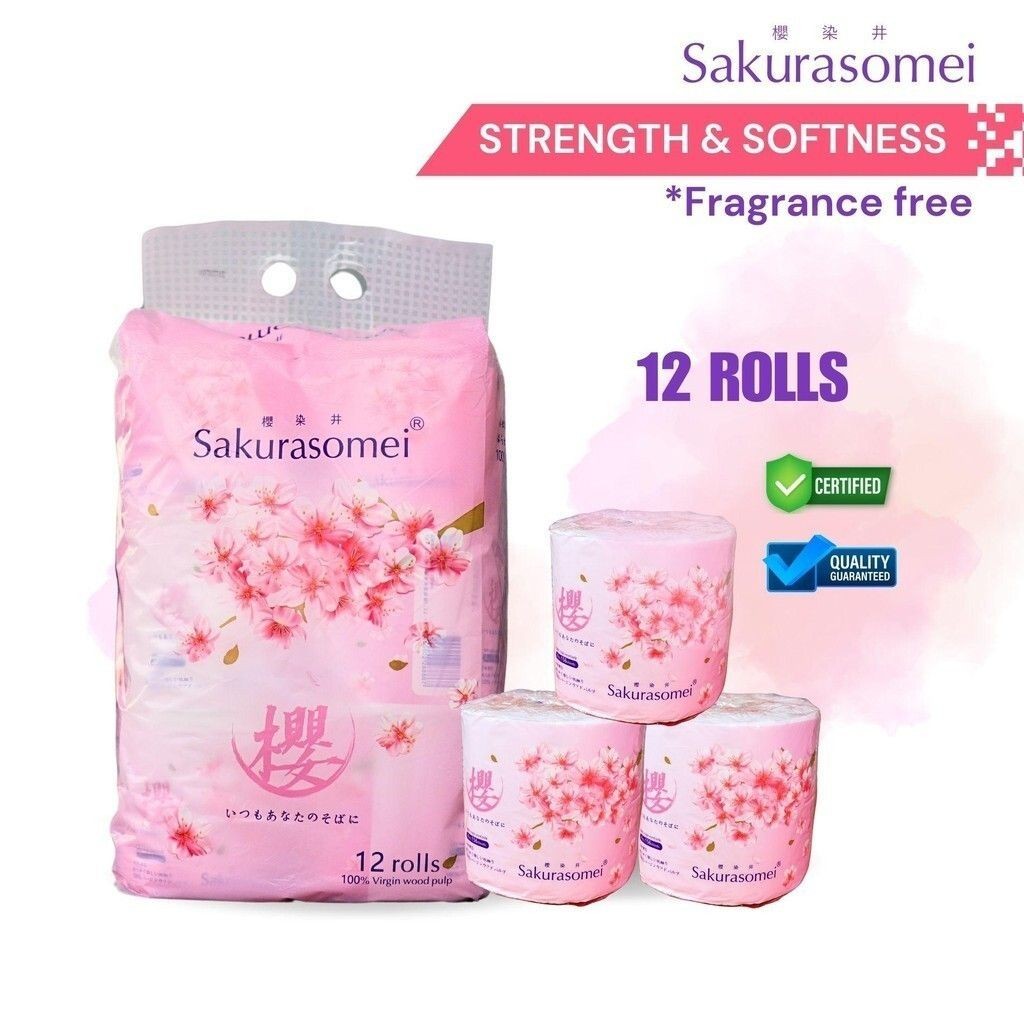 Sakurasomei Toilet Roll 4 Ply, 156 sheets (12rolls x 156s)