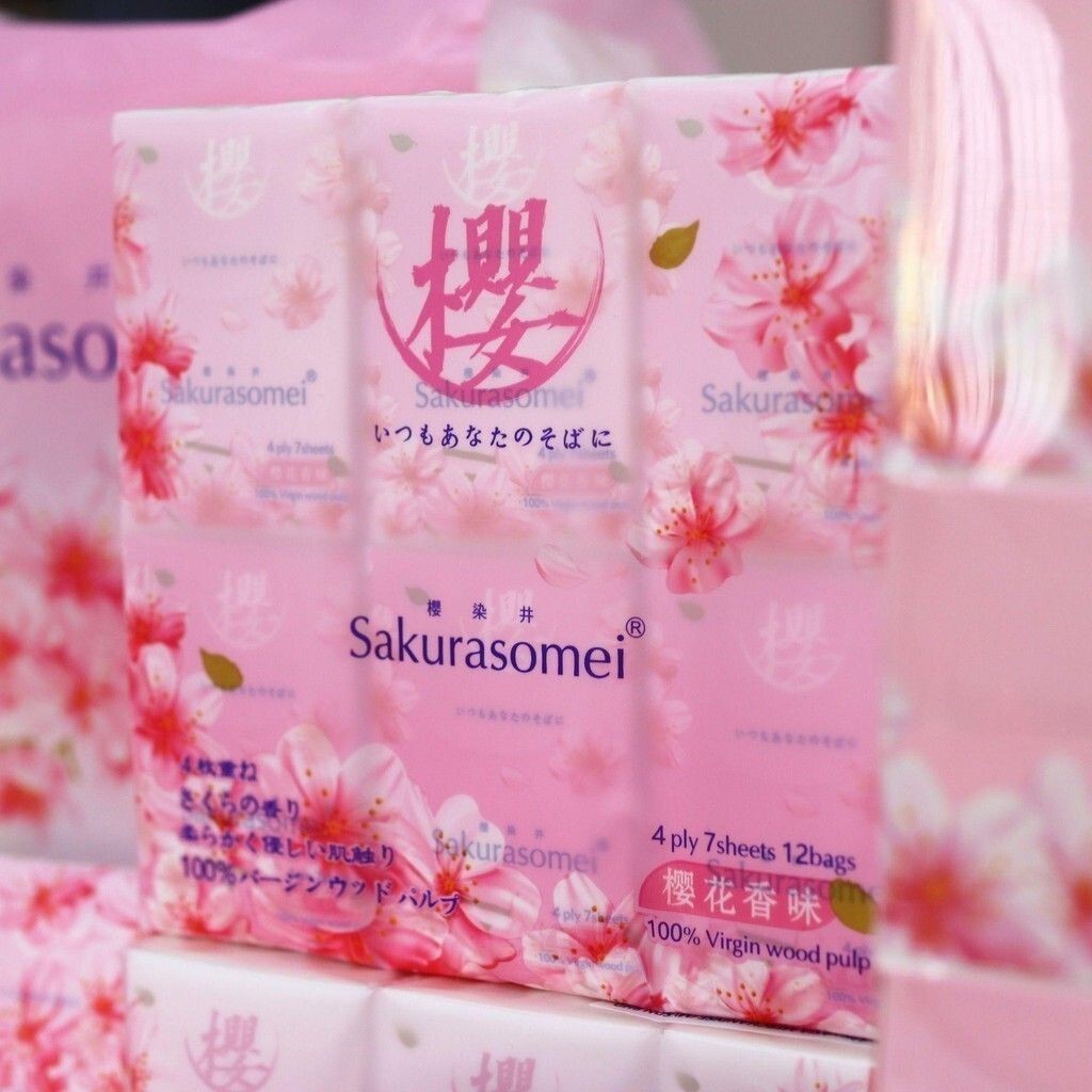 Sakurasomei Fragrance, Pocket Tissue 4ply/7s 1pack 12 bags natural sakura fragrance, sensitive skin can use