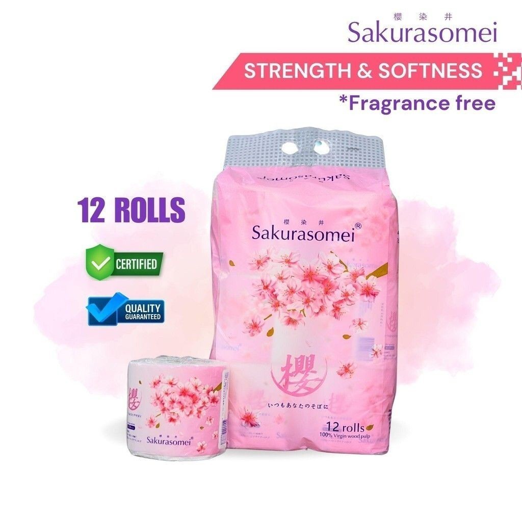 Sakurasomei Toilet Roll 4 Ply, 156 sheets (12rolls x 156s)