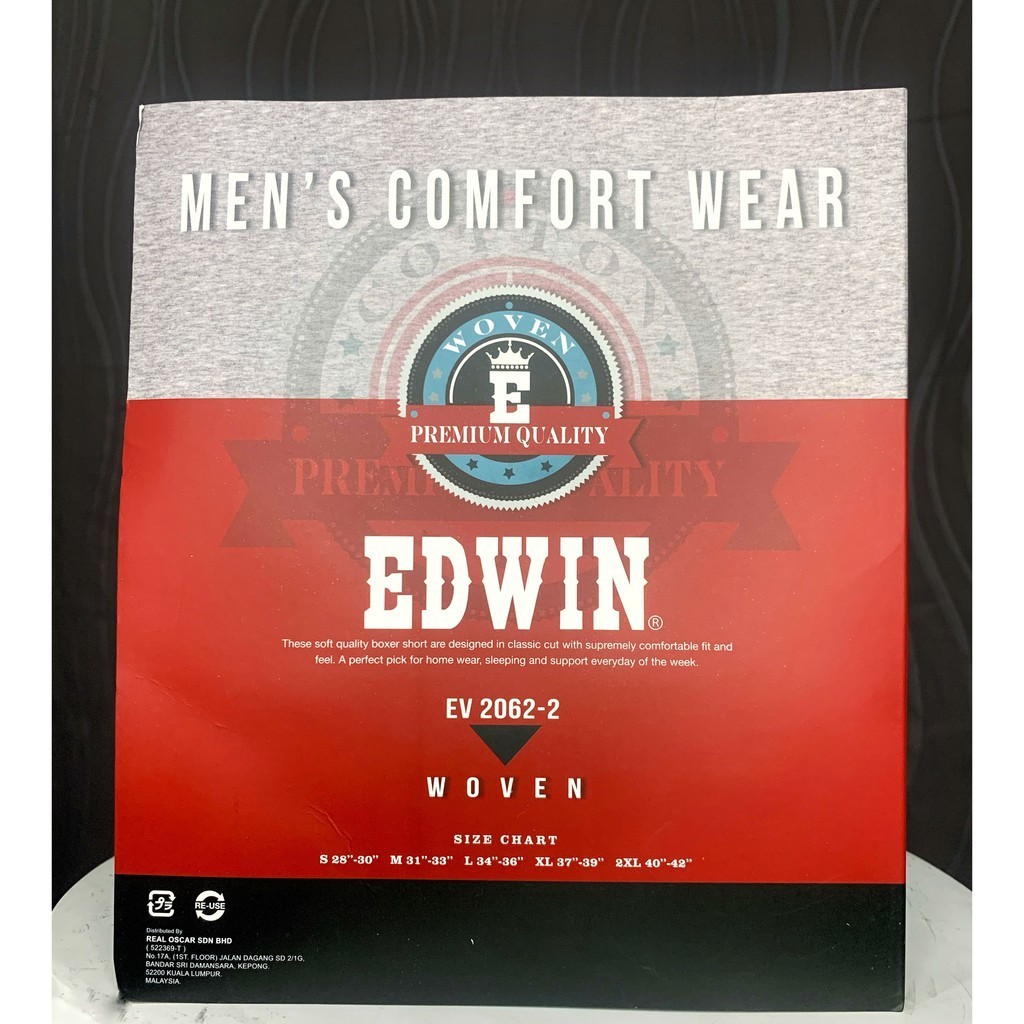 Edwin Woven Boxer Premium Quality Mens Underwear (2 Pcs) EV2062-2