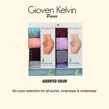 GIOVEN KELVIN Bamboo Fiber Briefs Women panties 【MINI 9515-M4】 - Size S to XXL (4 pcs, soft)