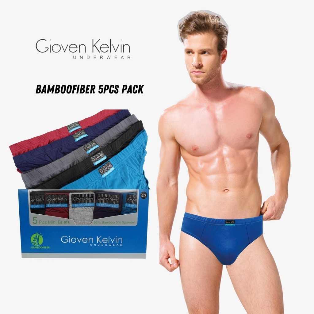 GIOVEN KELVIN MENS UNDERWEAR BAMBOO BRIEFS - Size S to 2XL (5 pcs, Antibacterial)