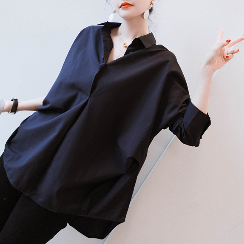 港風 慵懶風 棉白襯衫 小眾氣質 寬鬆顯瘦 休閒襯衣