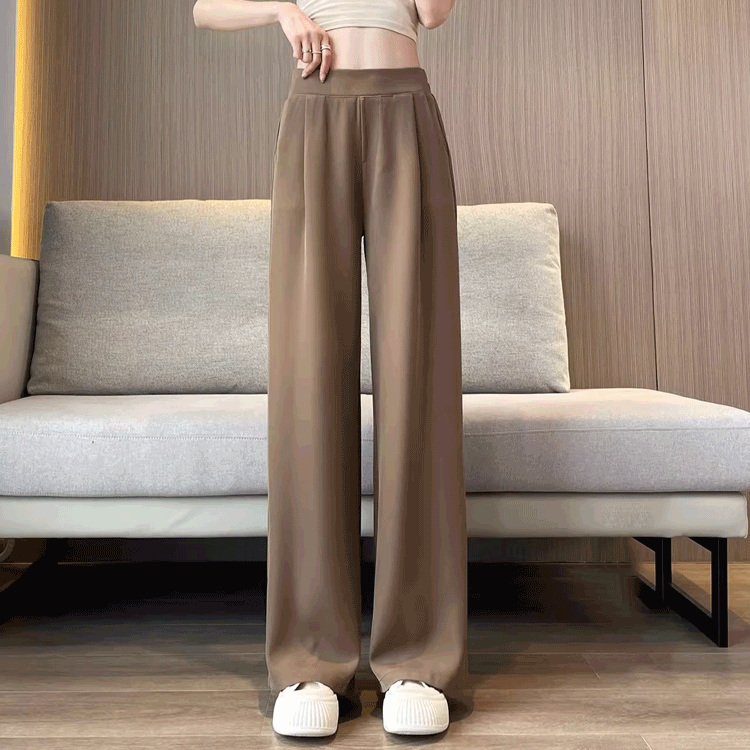 高腰垂感 優雅隨行 Korea正韓 垂感闊腿褲薄款 窄版 直筒褲 休閒褲